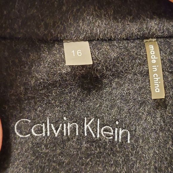 Calvin klein grey notched collar wool‎ walking coat plus size 16 new!!! - Picture 6 of 6